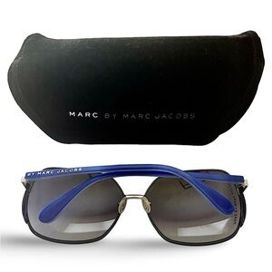 Marc Jacobs MMJ 098/S Oversized Sunglasses w/Case Blue Silver Designer
